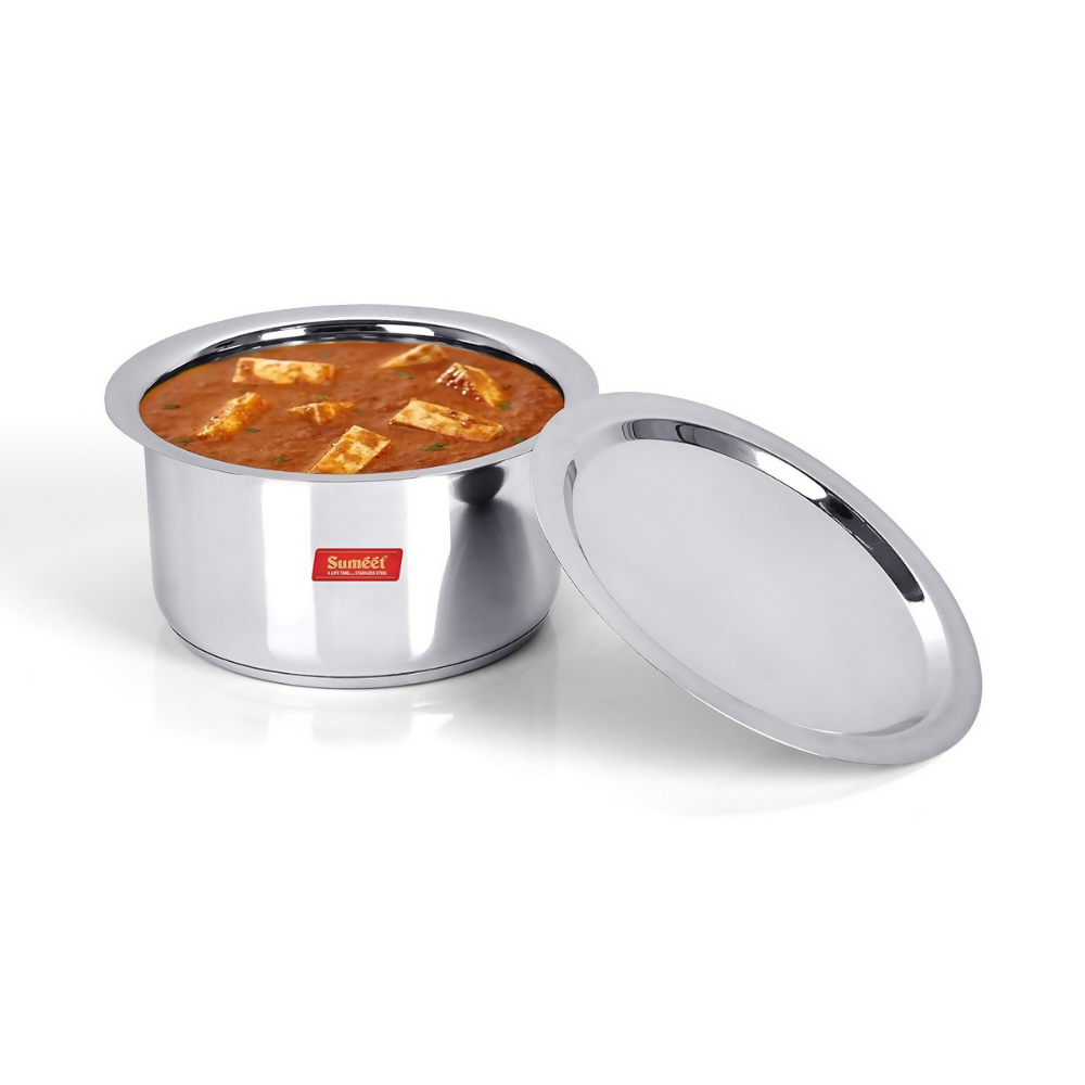 Sumeet Big Size Stainless Steel Induction Bottom Gas Stove Friendly Container - Dista