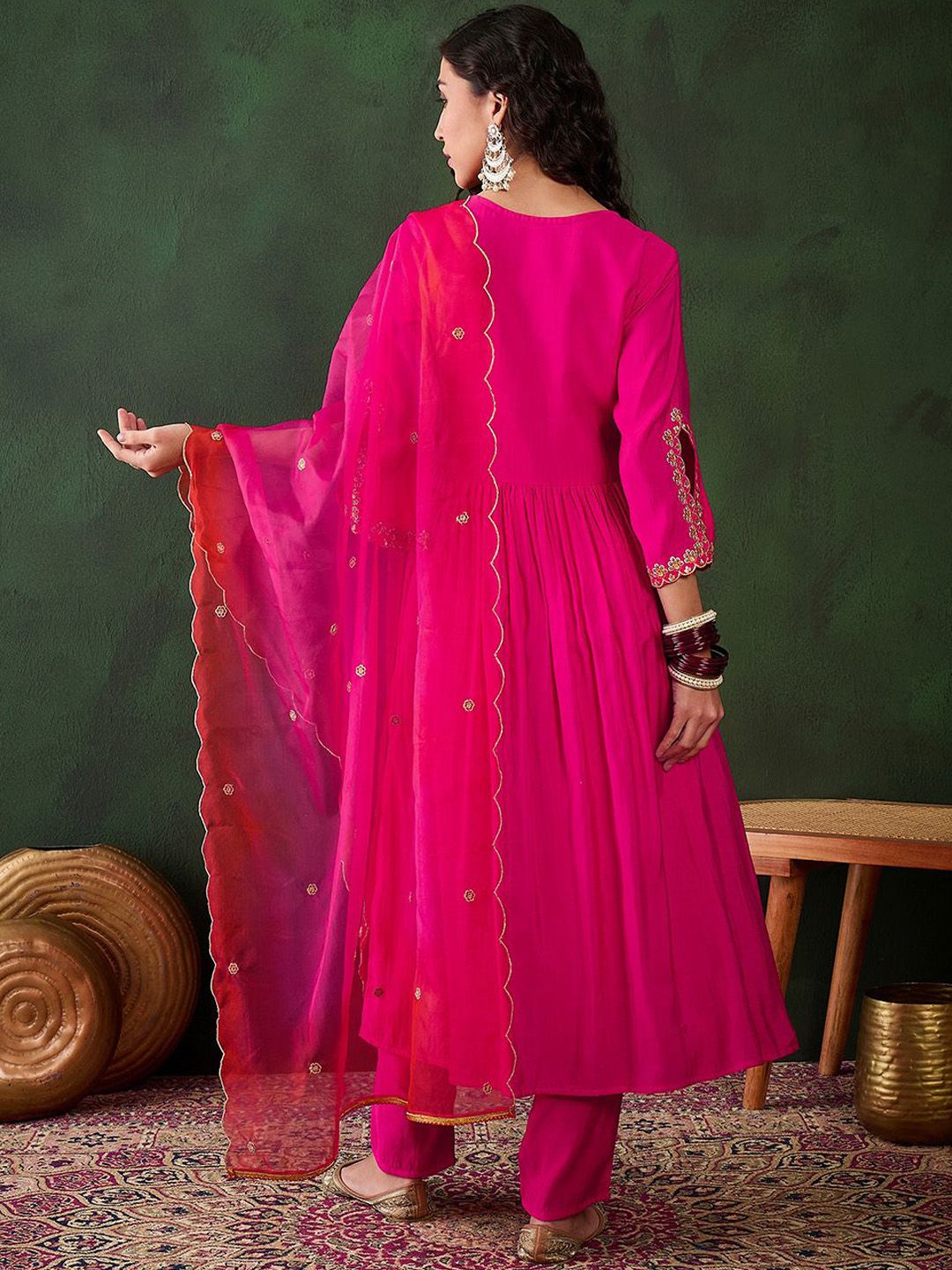 Sangria Embroiderd Kurta & Trousers with Dupatta