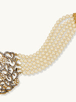 Thumbnail for Nuyug 22K Gold-Plated Cubic Zirconia Studded & Pearl Beaded Necklace Set