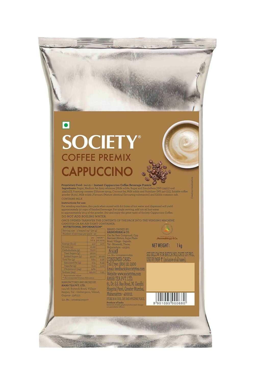 Society Cappuccino Premix Pouch
