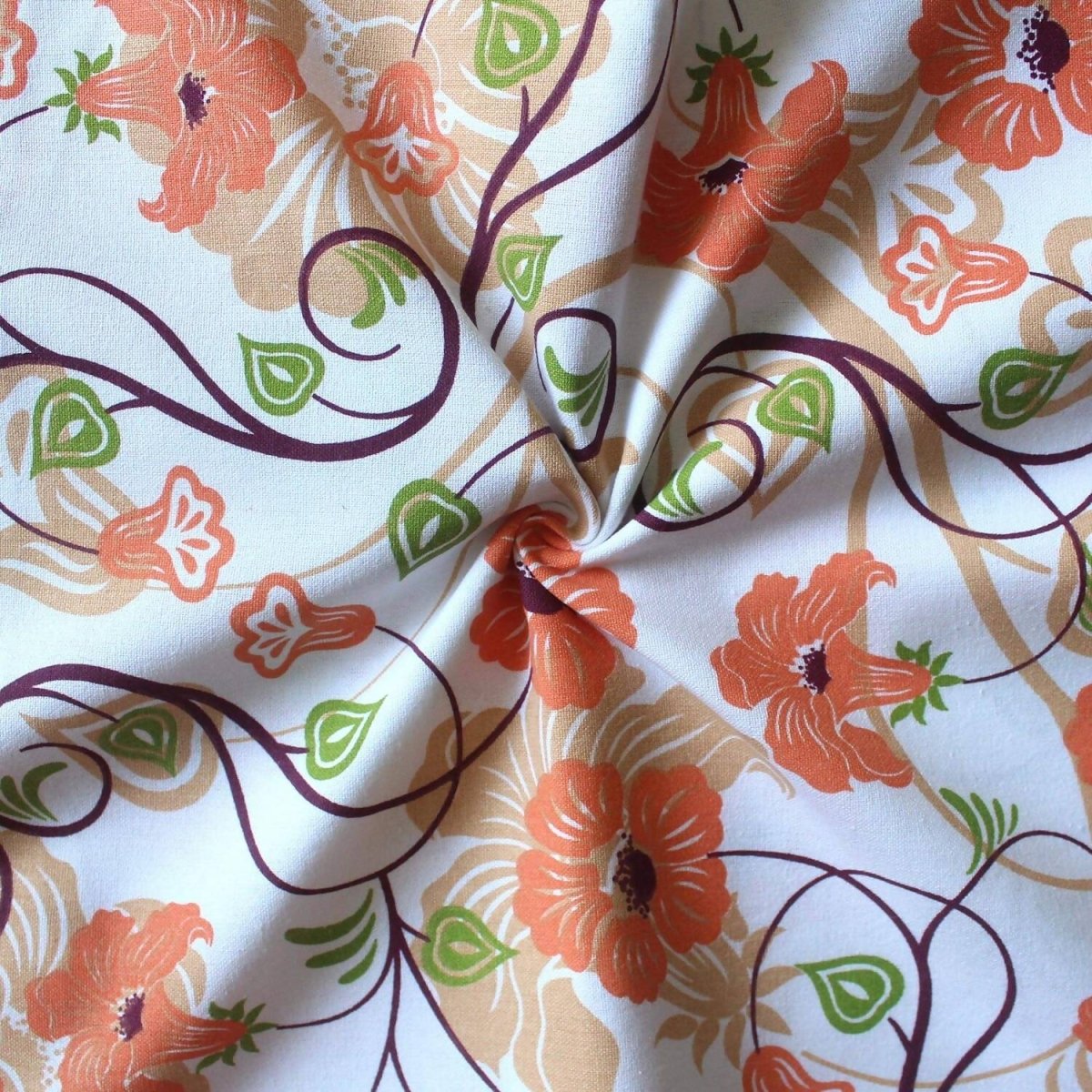 Airwill Cotton Floral Pattern 4 Seater Table Cloth - Orange - Distacart