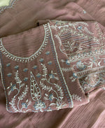 Thumbnail for KC Beautiful Peach Chiffon Silk Hand Embroidery Suit For Women - Dista