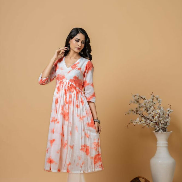 Joban Fashion Peach Tie & Dye Kurta Pant Set - Distacart