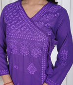 Thumbnail for Miravan Womens Purple Floral Printed Angrakha Style Kurta With Palazzo - Distacart