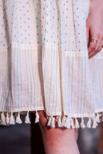Thumbnail for Aayaa Designer Multi Thread Hand Work Khadi Cotton One Piece Dress - Off White - Distacart