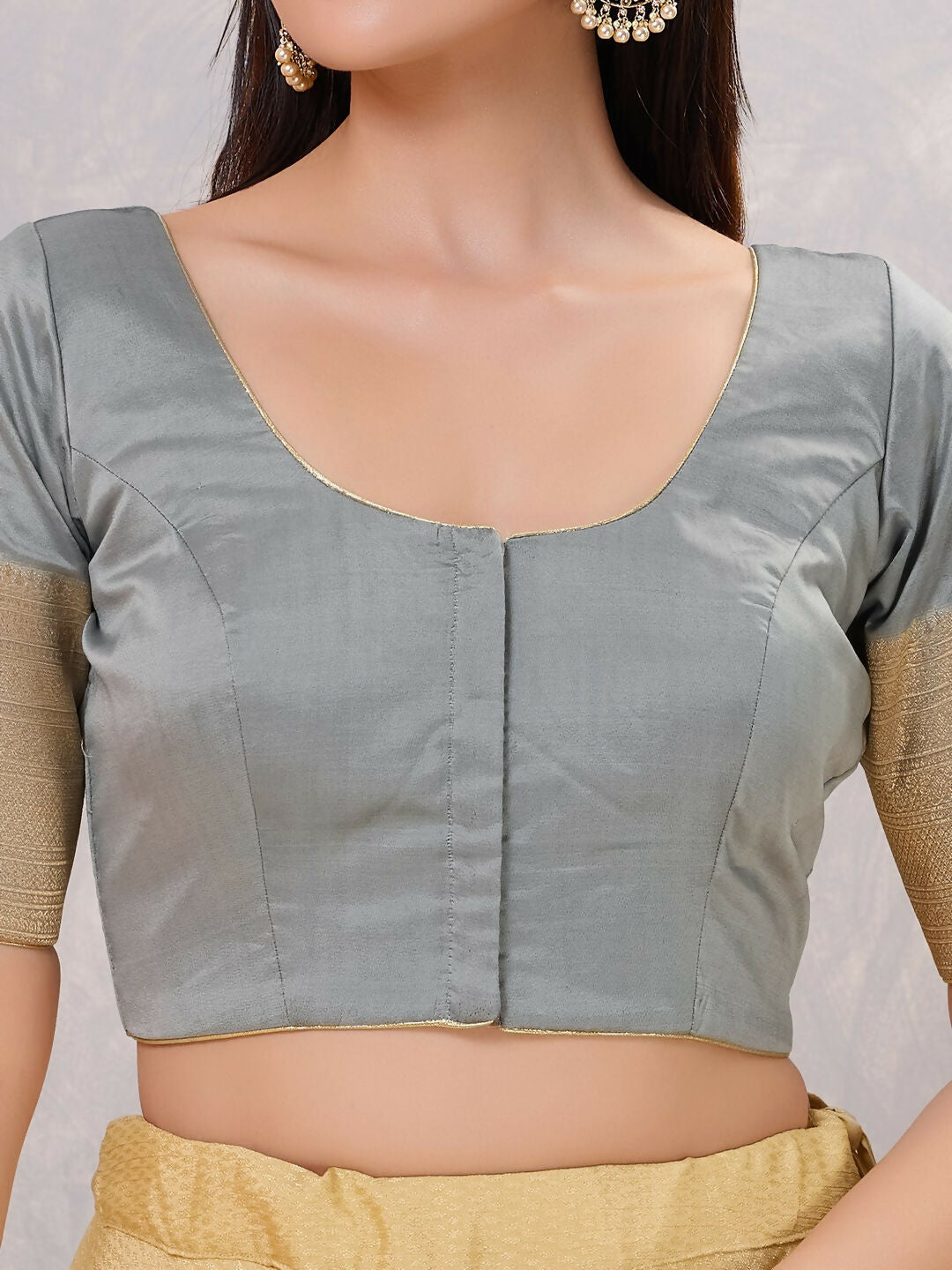 Joban Fashion Women Silk Grey Stitched Blouse - Distacart