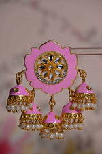 Thumbnail for Pink Partywear Ethnic Jhumki Earrings By House of Ree - Distacart