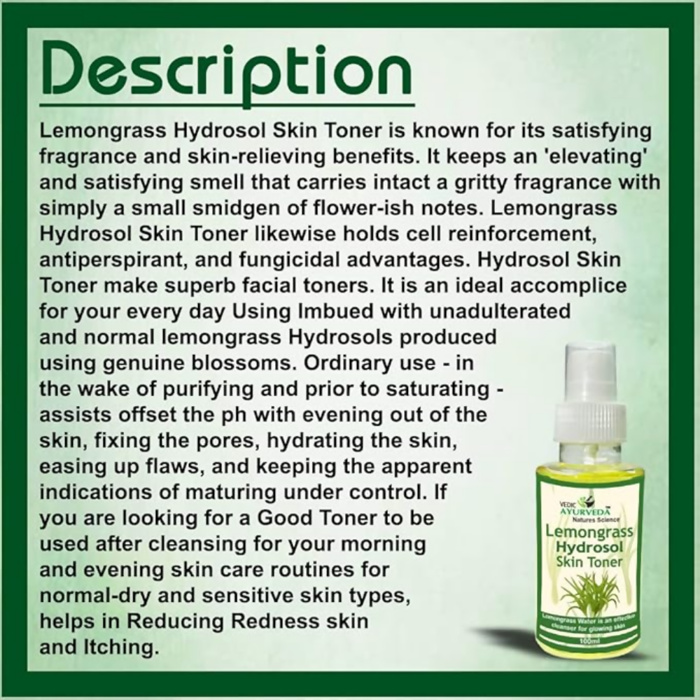 VedicAyurveda Lemongrass Hydrosol Skin Toner - Dista