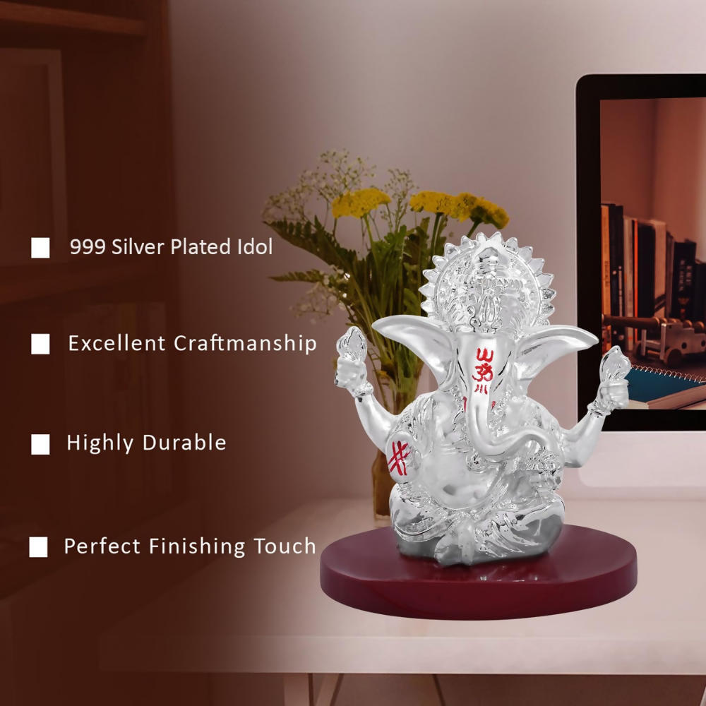 DIVINITI 999 Silver Plated 4 Hand Ganesha Idol - Dista