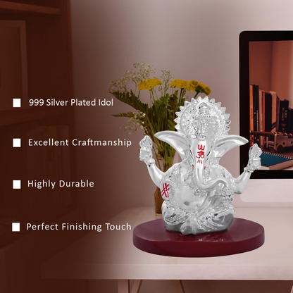DIVINITI 999 Silver Plated 4 Hand Ganesha Idol - Dista