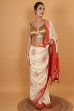 Thumbnail for Joban Fashion Silk Zari And Sequence Work Padded Blouse - Gold