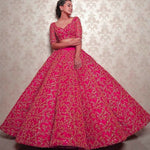 Thumbnail for Jyoti Fashion Glamorous Rani Pink Silk 3MM Sequins with Coding Dori Embroidery Lehenga Choli with Dupatta - Distacart