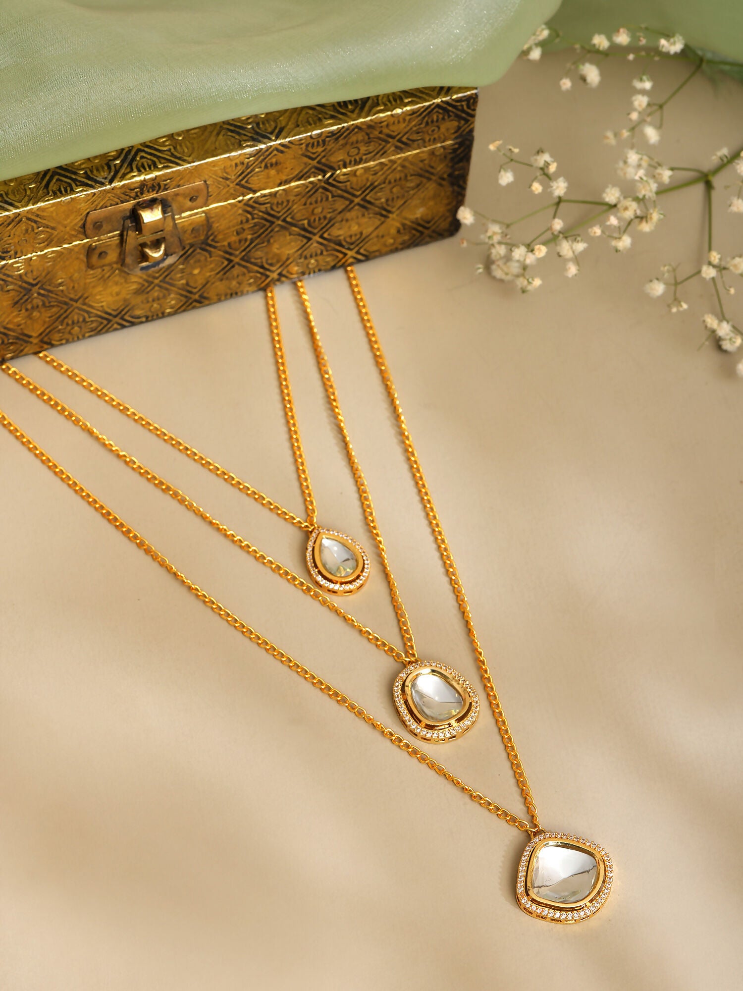 Ruby Raang Gold Kundan Layered Necklace