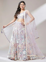 Thumbnail for Tulsi Art Captivating Lavender Sequins Soft Net Reception Wear Lehenga Choli