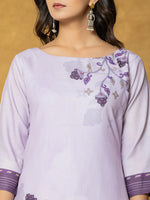 Thumbnail for Yufta Lavender And White Linen Kurta Dupatta Pant Set