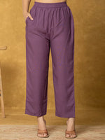 Thumbnail for Yufta Lavender And White Linen Kurta Dupatta Pant Set