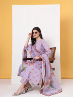 Thumbnail for Yufta Lavender Linen Cotton A Line Kurta Dupatta Pant Set