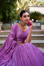 Thumbnail for Evanik Women Pure Chanderi Plain With Zari Weaving Work Border Stitched Lehenga With Unstitched Blouse Dupatta(Up to 42)
