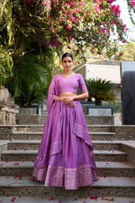 Thumbnail for Evanik Women Pure Chanderi Plain With Zari Weaving Work Border Stitched Lehenga With Unstitched Blouse Dupatta(Up to 42)