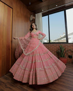 Thumbnail for Jyoti Fashion Women's Baby Pink Faux Georgette 5MM Sequins with Zari Embroidered Designer Lehenga Choli Set - Distacart