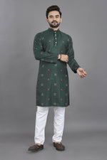 Thumbnail for Anaita Green Weaving Linen Cotton Straight Kurta - Distacart