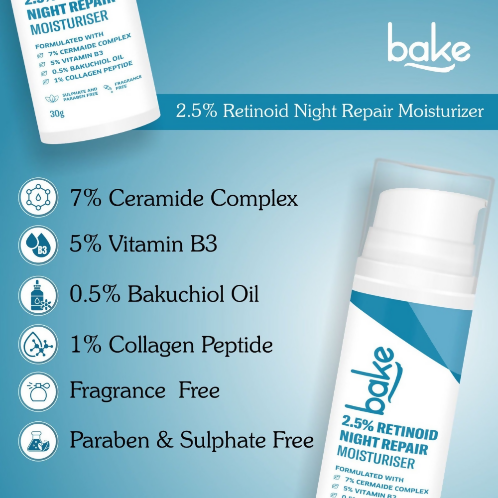 Bake 2.5% Retinoid Night Cream Bakuchiol Oil - Distacart