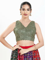 Thumbnail for Joban Fashion Bottle Green Silk Padded Blouse With Sweetheart Neck Sleeveless - Distacart