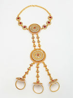 Thumbnail for NVR Women's Gold-Polished CZ Stone-Studded Handcrafted Ring Bracelet - Distacart