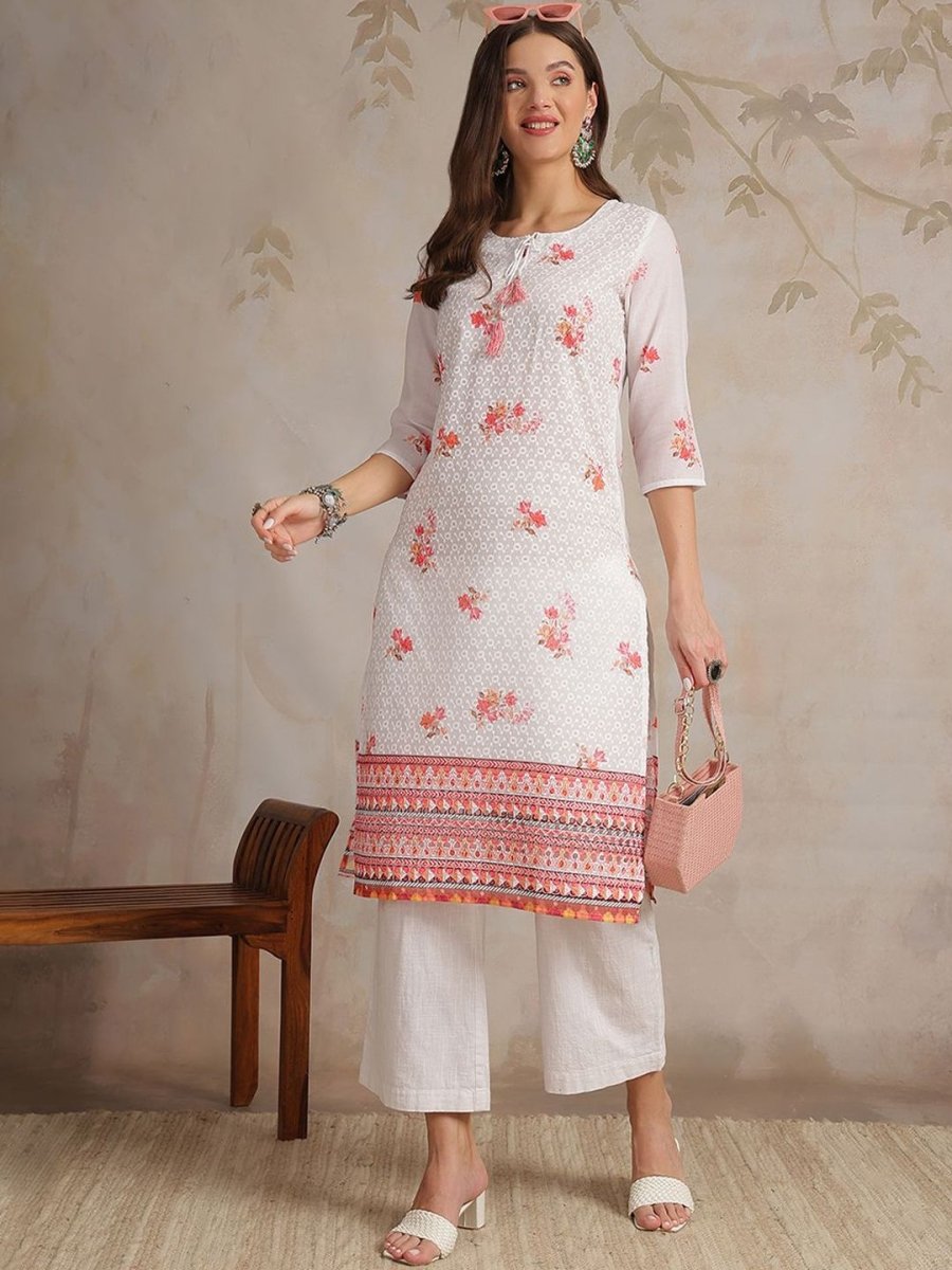 Anouk Women Floral Printed Thread Work Kurta