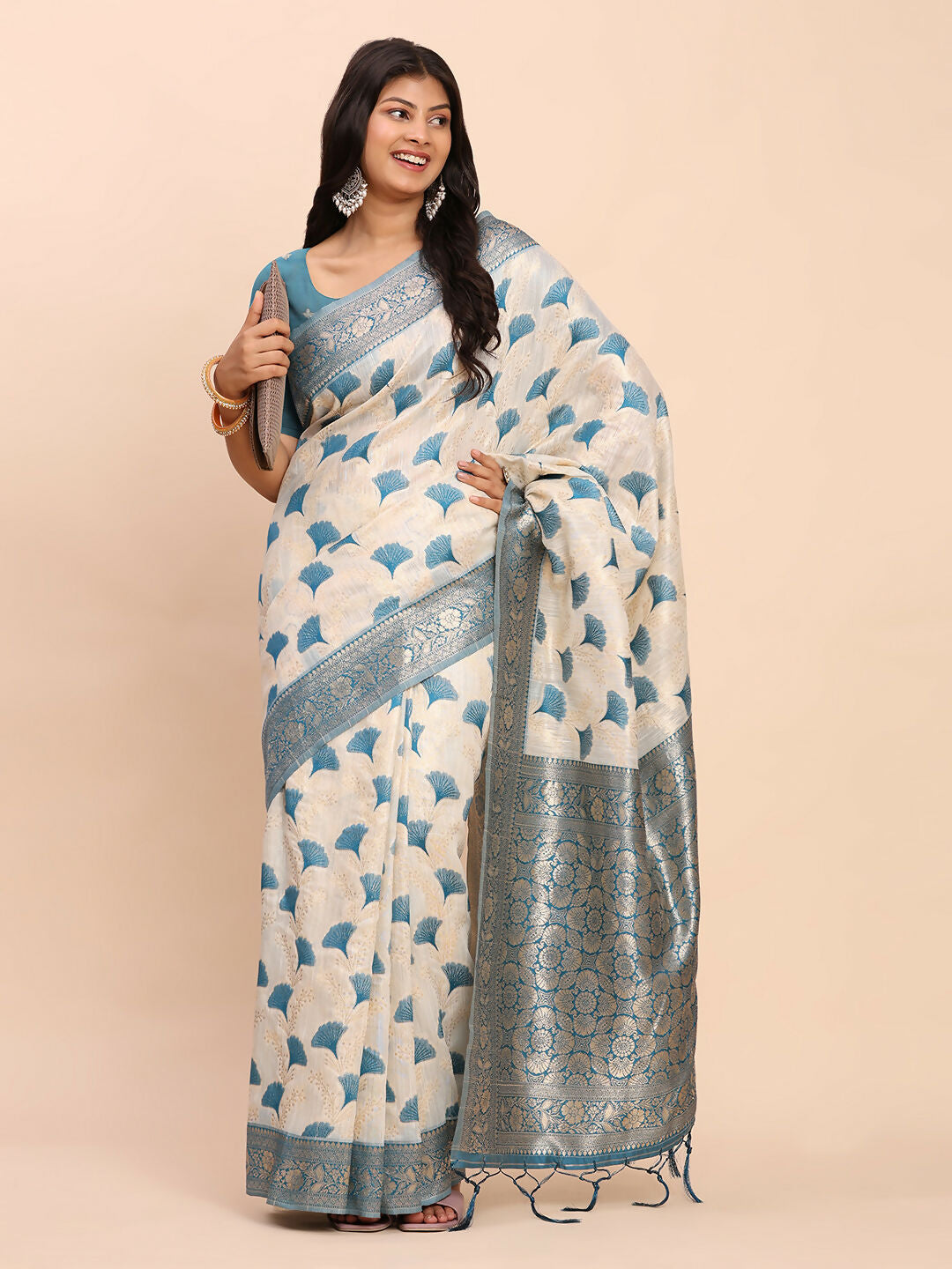 Astita Linen Cotton Sky Blue Saree