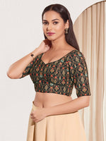 Thumbnail for Joban Fashion Black Viscose Rayon Padded Blouse With Sweetheart Neck Elbow Sleeves - Distacart