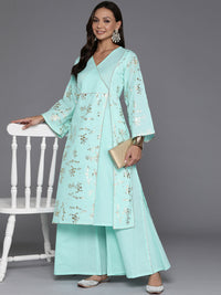 Thumbnail for Ahalyaa Women's Traditional wear Kurta Set - Summer Blue - Distacart