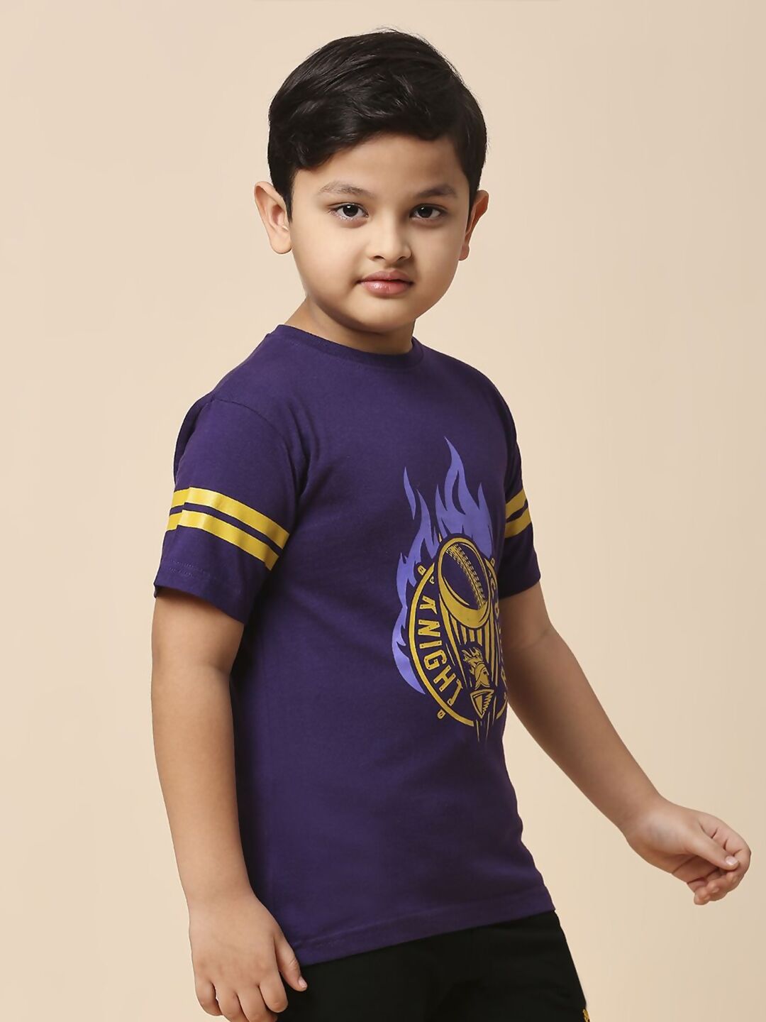 Fancode Kids Kolkata Knight Riders Graphic Printed Round Neck Cotton IPL T-Shirts - Distacart