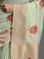 Thumbnail for Astita Linen Cotton Light Green Saree