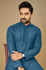 Thumbnail for Anaita Teal Embroidered Rayon Straight Kurta - Distacart