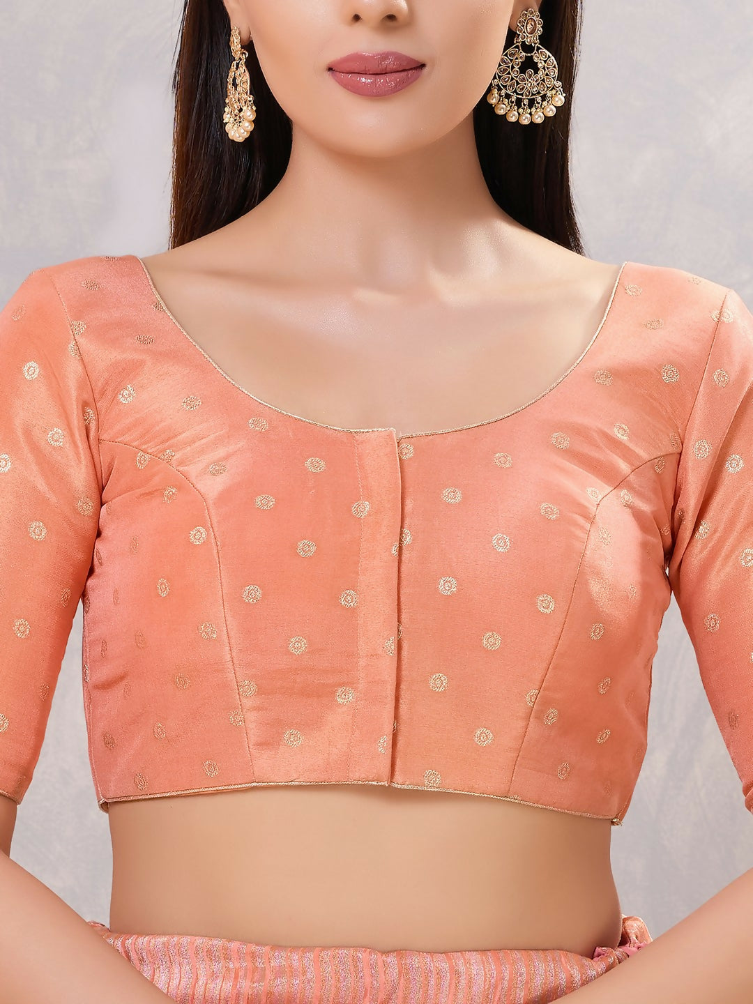 Joban Fashion Women Silk Peach Stitched Blouse - Distacart
