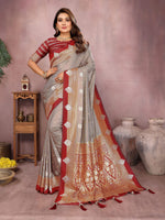 Thumbnail for Aastha Fashion Grey Silk Sarees Weaving Saree - Distacart
