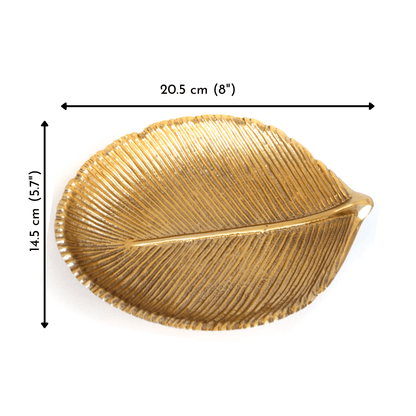 leaf metal tray golden