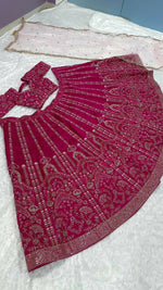 Thumbnail for Aastha Fashion Magenta Heavy Slub Silk Designer Wedding Wear Lehenga Choli
