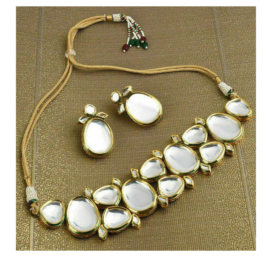 Joban Fashion Hand Made High Quality Gold Plated Base Metal Alloy Kundan Stone Studded Kundan Jewellery Set - Distacart