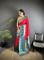 Thumbnail for Joban Fashion Hot Pink Banarasi Soft Silk Woven Butti Saree