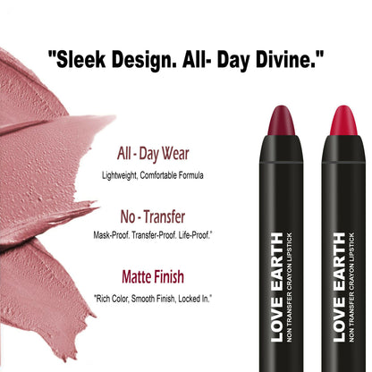 Love Earth Lip Crayon Non-Transfer Lipstick - Reds - Distacart