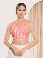 Thumbnail for Joban Fashion Peach Viscose Rayon Padded Blouse With V Neck Sleeveless