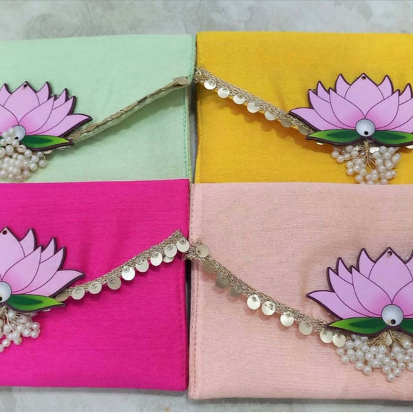 Joban Fashion Lotus Satin Clutches ( Pack Of 4 ) - Multicolor - Dista