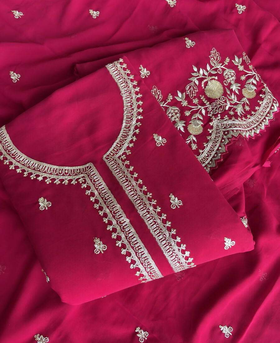 KC Bollywood Style Dark Pink Georgette Suit For Women - Dista