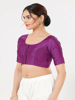 Thumbnail for Joban Fashion 2T Purple Taffeta Silk Elbow Sleeveless Front Open Blouse