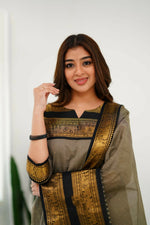 Thumbnail for Divine Drape Women's Cotton Printed Straight Kurta With Dupatta - Cream