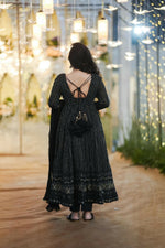 Thumbnail for Aayaa Designer Embroidery Zari Sequins Work Faux Blooming Georgette Suit - Black - Distacart