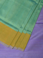 Thumbnail for Light Green and Lavender Uppada Silk Handloom Plain Saree with Contrast Pallu Design - Global Threads - Distacart