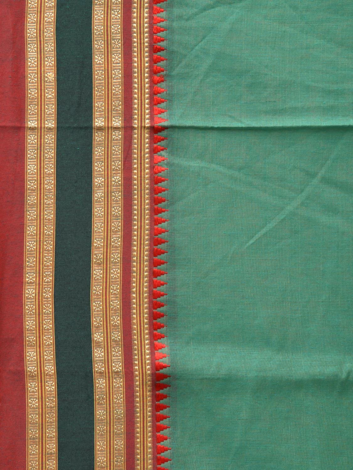 Light Green Bamboo Cotton Plain Saree with Strips Pallu Design No Blouse - Global Threads - Distacart